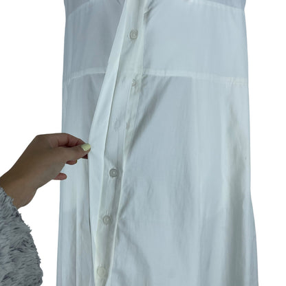 Brochu Walker The Aurora Ruffle Midi Dress Pockets Cotton White Size L