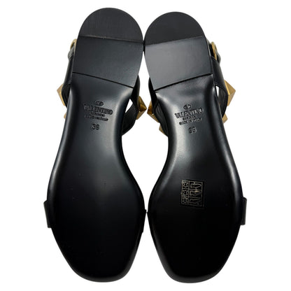 Valentino Garavani Roman Stud Ankle Strap Leather Sandal Black Size 36