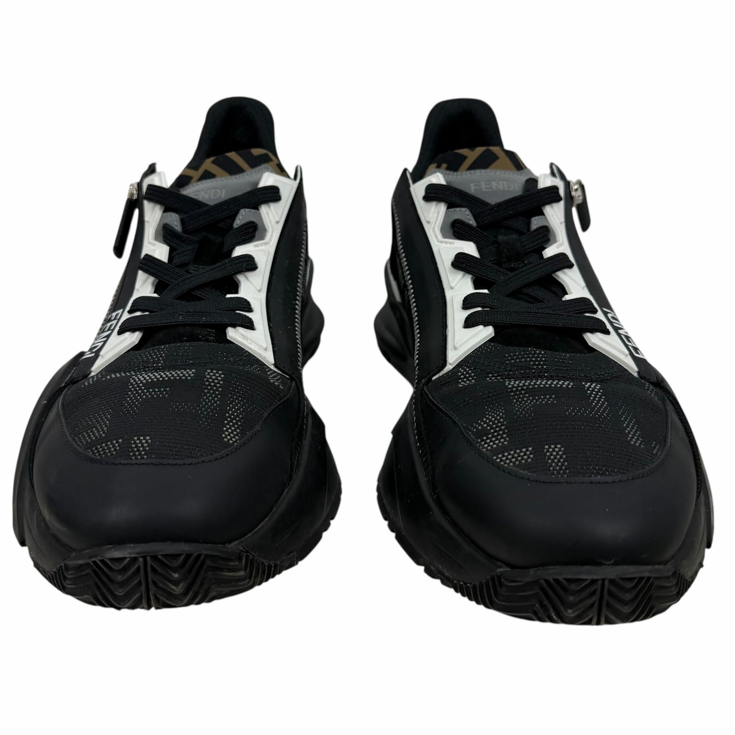 Fendi Flow Sneakers Zucca FF Logo Monogram Black White Size 11/ US 12