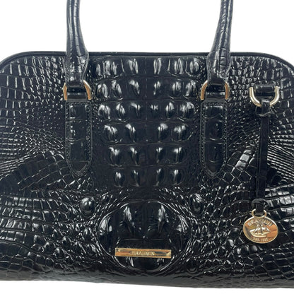Brahmin Marissa Leather Satchel Bag Black Alden Road Croc