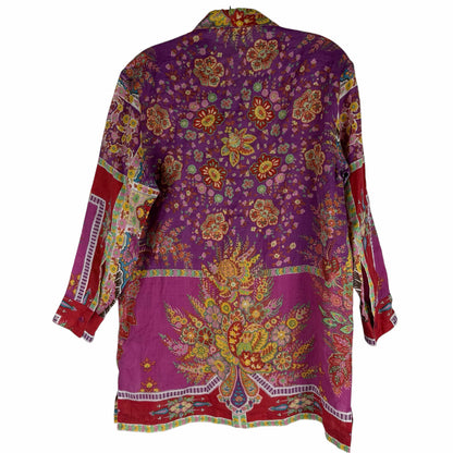 Etro Sardegna Printed Ramie Mini Shirt Dress Pink Size 38/ Size S