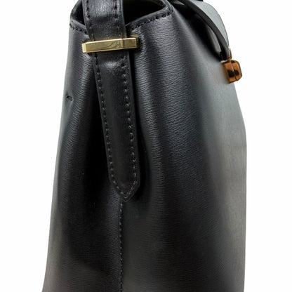 Toteme T Lock Leather Top Handle Satchel Bag Black Gold