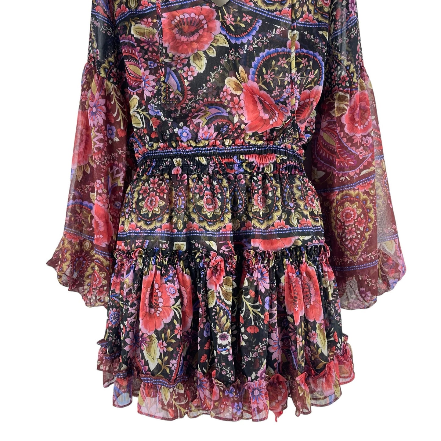 MISA Los Angelos Elisabetta Mini Dress Flora Valentina Print Size S