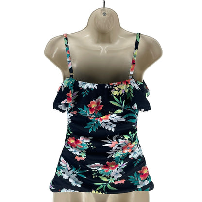 Tommy Bahama Floral Springs Flounce Tankini Top Swim Size XS