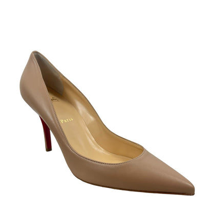 Christian Louboutin Apostrophy Pointy Toe Leather Pumps Blush Size 41