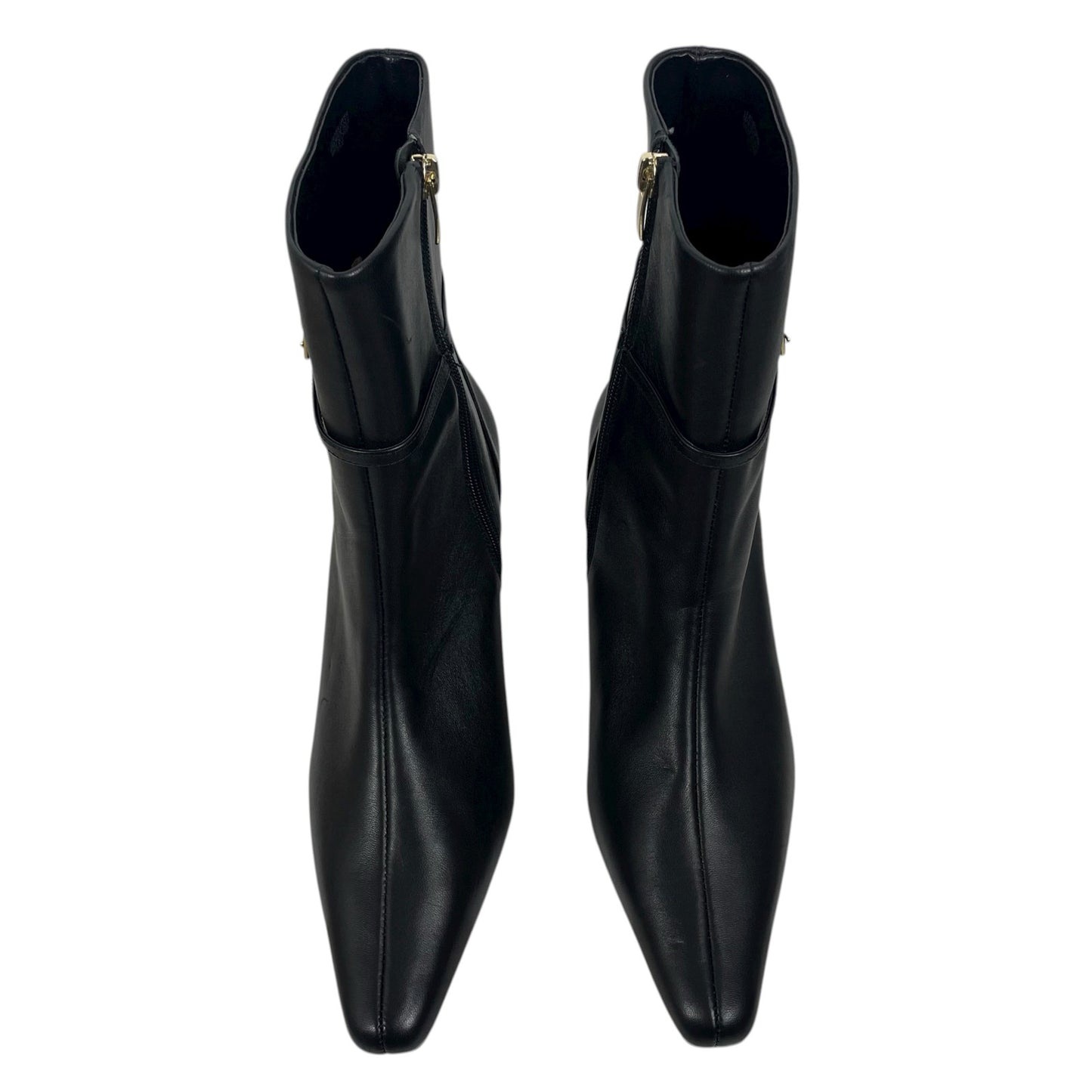 Ann Taylor Pointed Toe Buckle Leather Heel Ankle Boots Black Size 8.5M