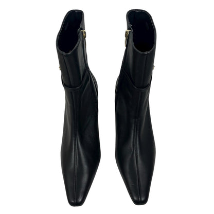 Ann Taylor Pointed Toe Buckle Leather Heel Ankle Boots Black Size 8.5M