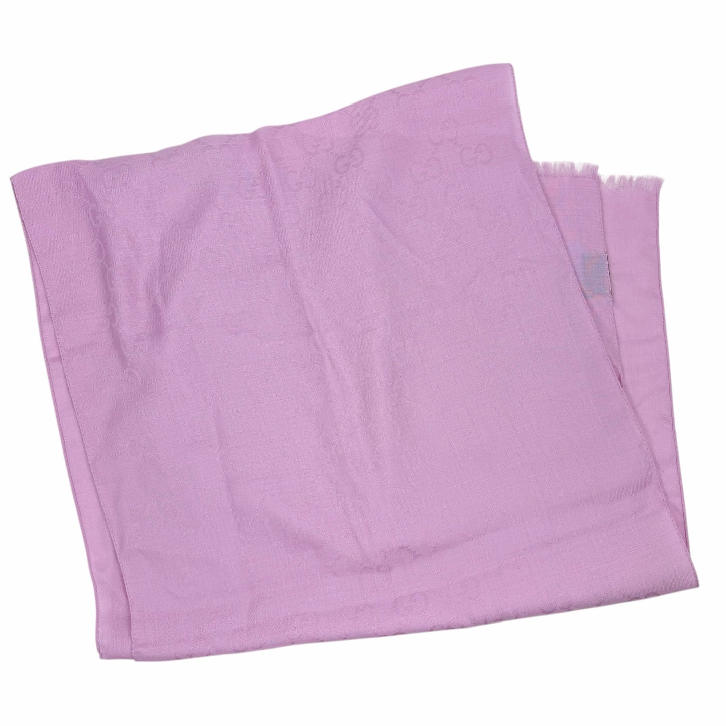 Gucci Wool Silk GG Monogram Light Jacquard Scarf Light Pink 18"x70"