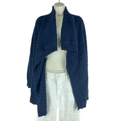 Vince Wool Cashmere Cardigan Brick Texture Open Front Navy Size S