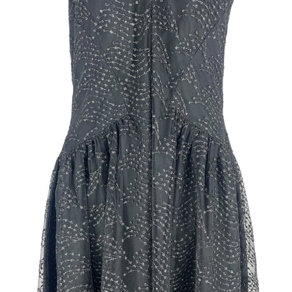 Shoshanna Olivia Metallic Scallope Mesh Halter Neck Black Dress Size 2