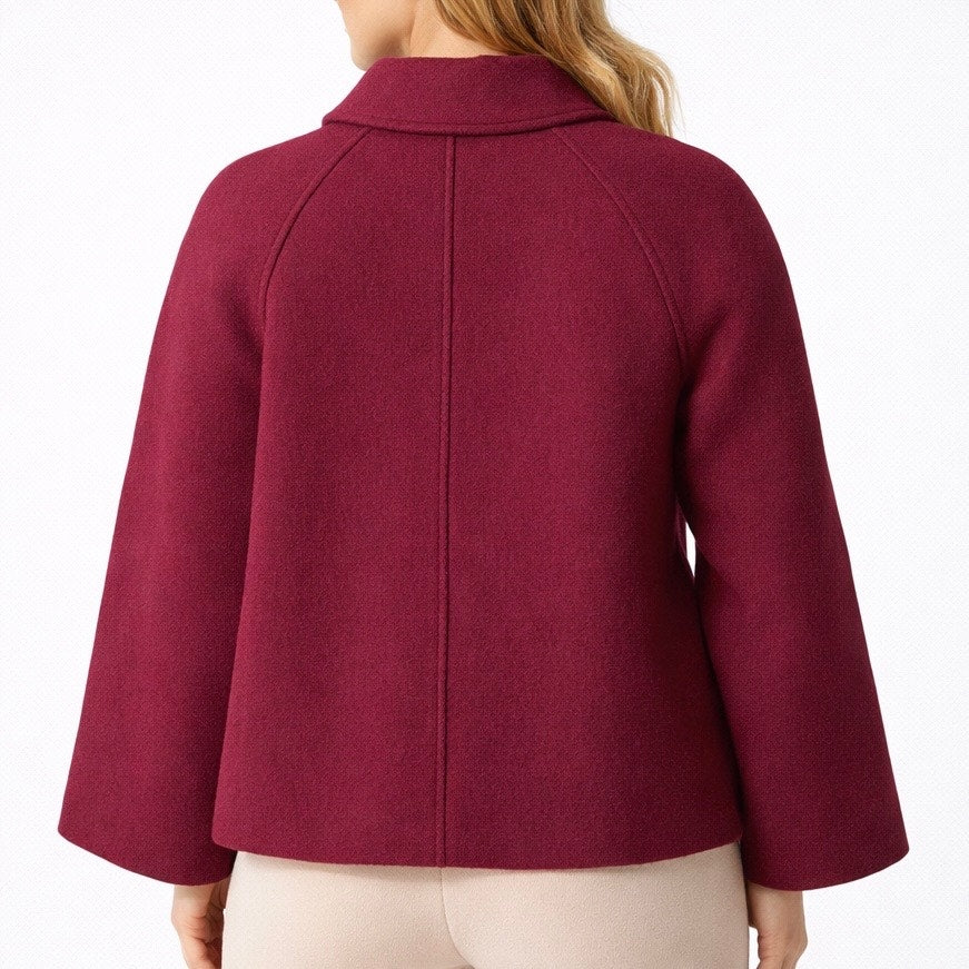 J. Crew Cropped Wool Blend Swing Coat Vintage Burgundy Size M Petite