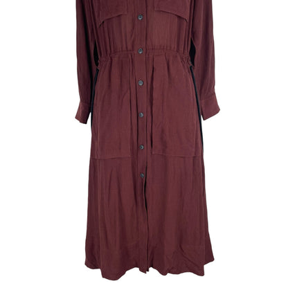 Rag & Bone Oasis Button Down Shirt Dress Waist Tie Deep Red Size XXS