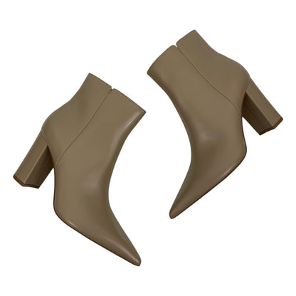Mango Faux Leather Pointed Toe Heeled Ankle Boots Beige Size 38/ 7.5