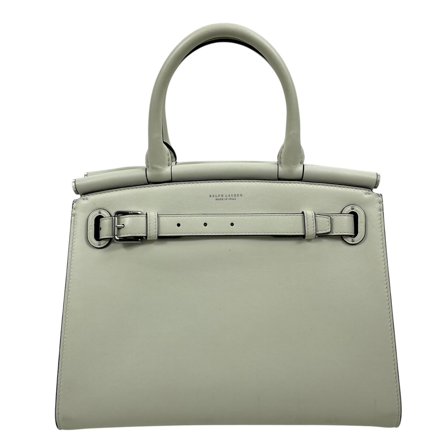 Ralph Lauren Collection RL50 Leather Medium Satchel Top Handle Bag White