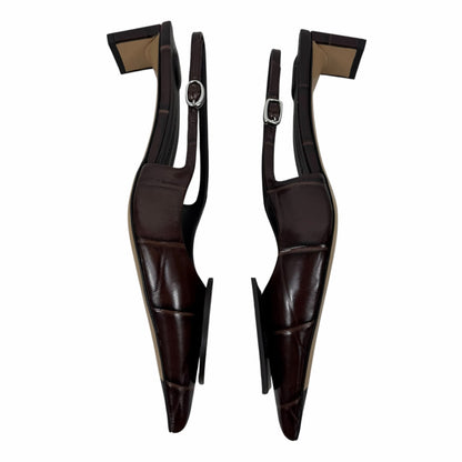 Jacquemus Les Duelo Slingback Pump Croc Emboss Brown Size 38