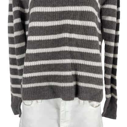 360 Cashmere Laurel Cashmere Striped Sweater Puff Shoulder Size S