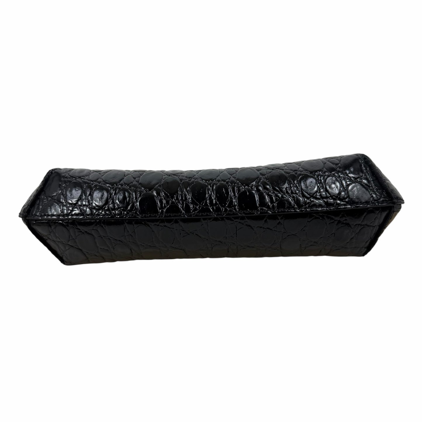 By Far Baby Amber Bag Black Circular Croco Embossed Leather Handbag