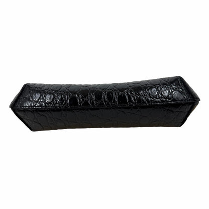 By Far Baby Amber Bag Black Circular Croco Embossed Leather Handbag