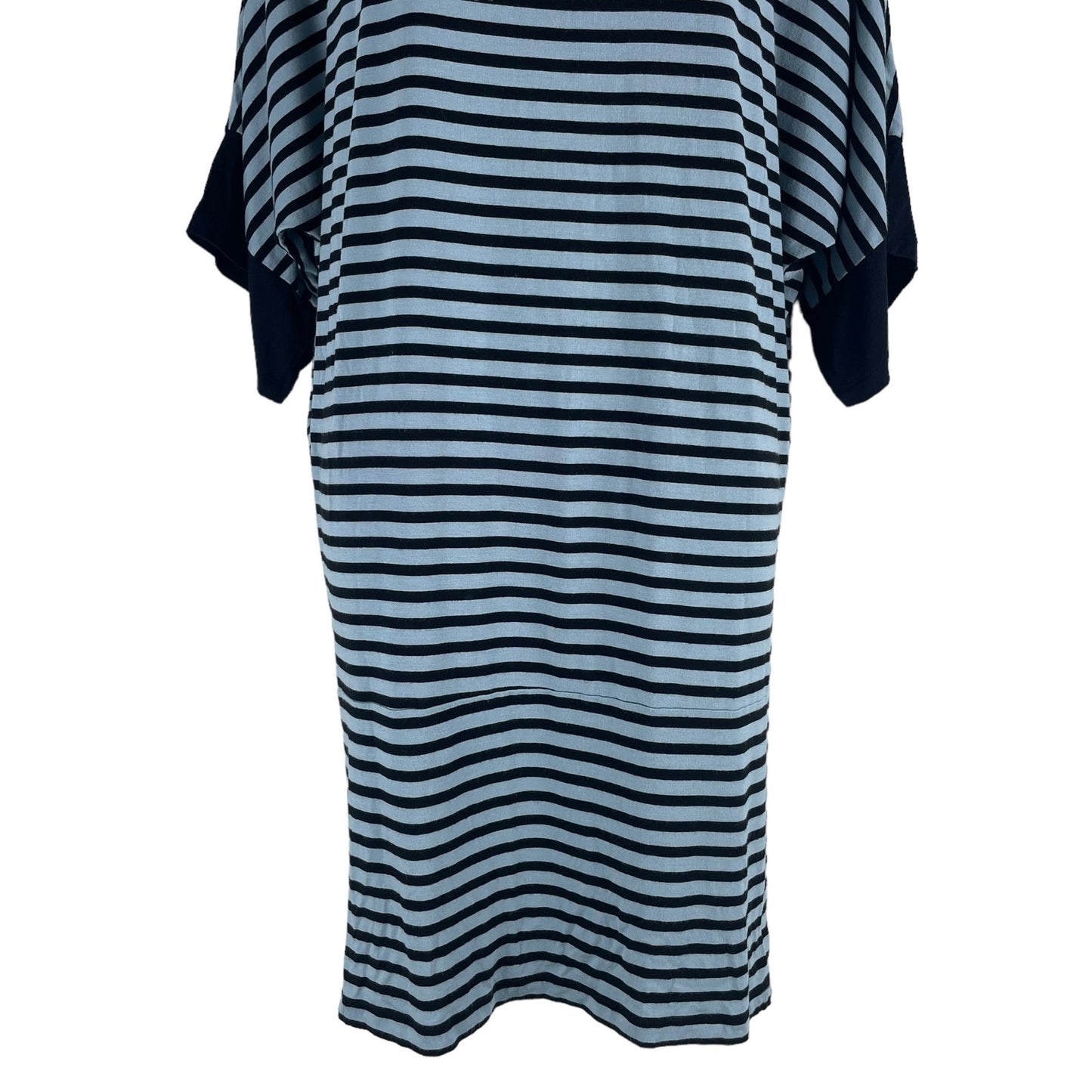 Comfy USA Batwing Striped Soft Jersey Mini Dress Blue Black Size S