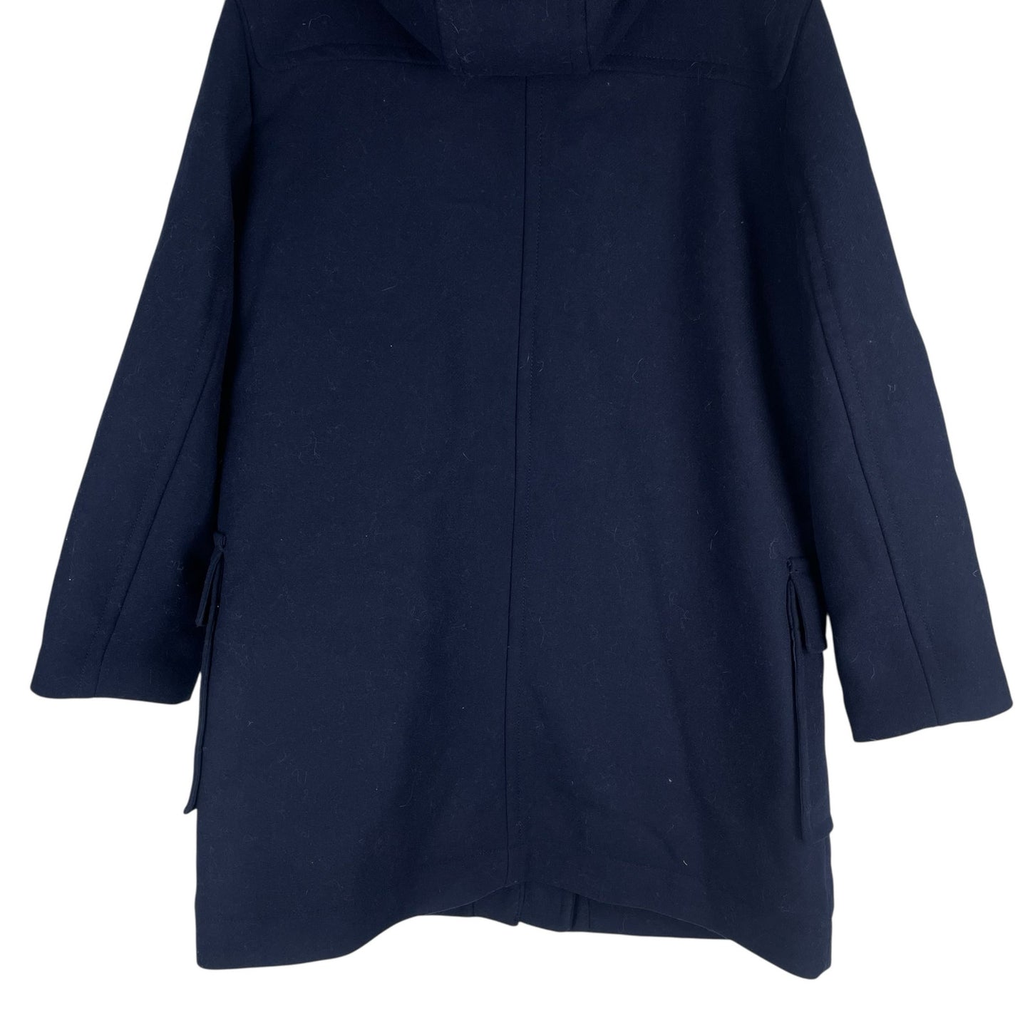 Ann Taylor Weekend Collection Faux Fur Trim Wool Duffle Coat Blue Size M