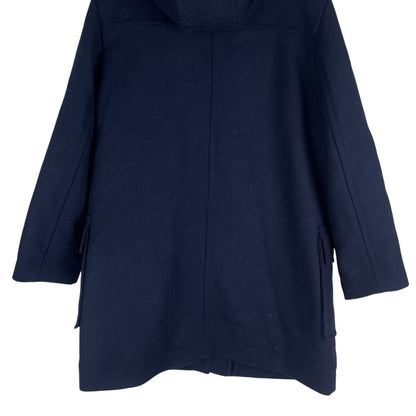 Ann Taylor Weekend Collection Faux Fur Trim Wool Duffle Coat Blue Size M
