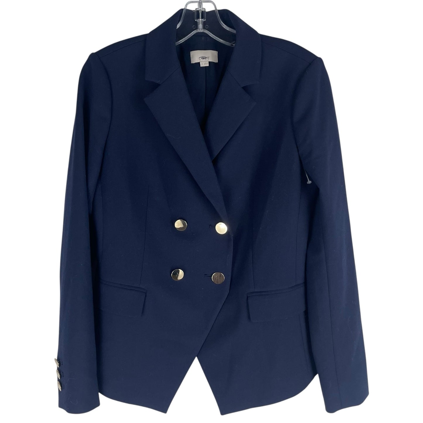 Ann Taylor LOFT Double Breasted Gold Button Blazer Jacket Navy Size 2