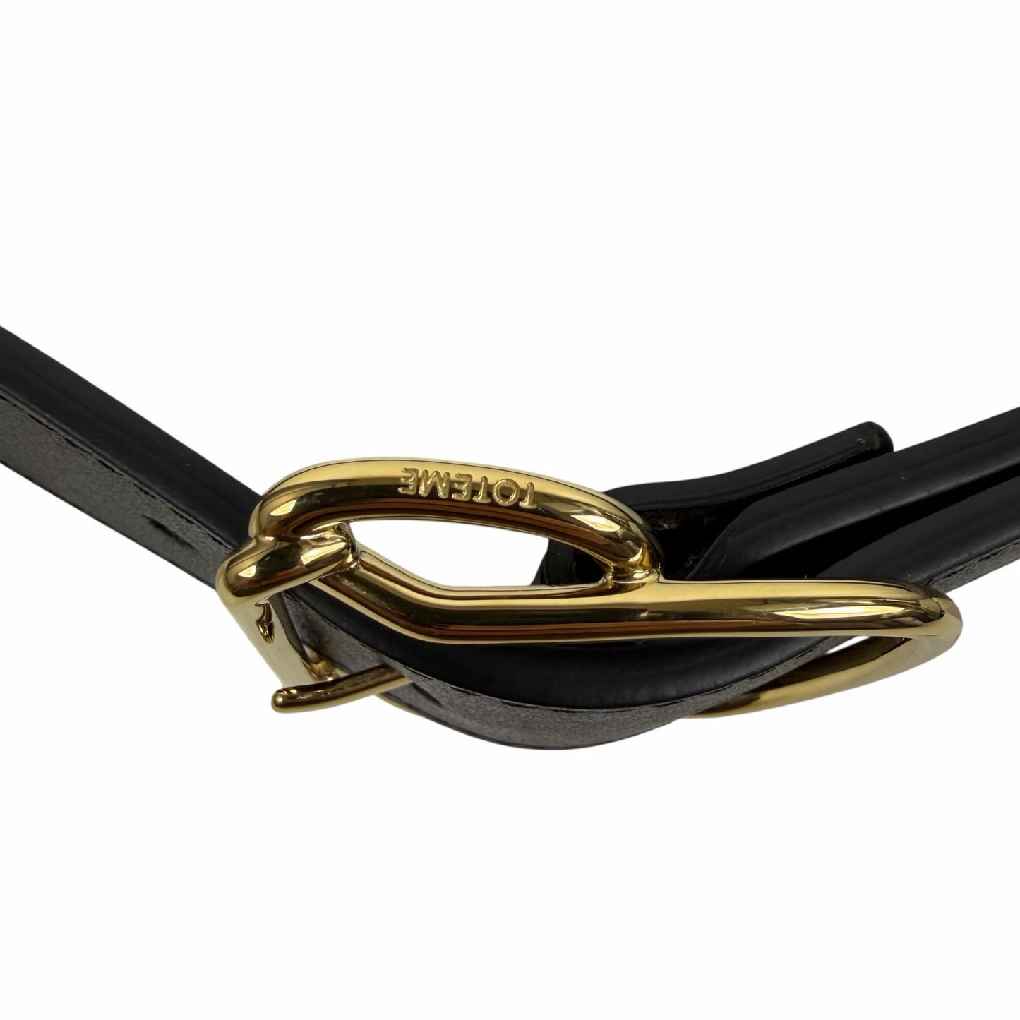 Toteme Swirl Leather Belt Black Gold Buckle Size 90cm/ 35"