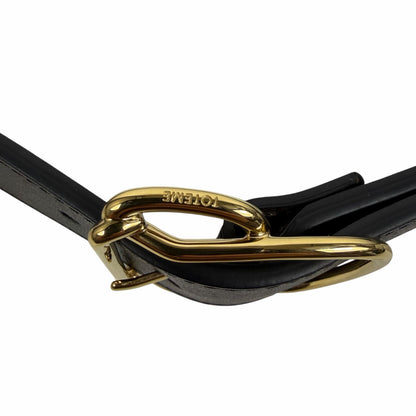 Toteme Swirl Leather Belt Black Gold Buckle Size 90cm/ 35"