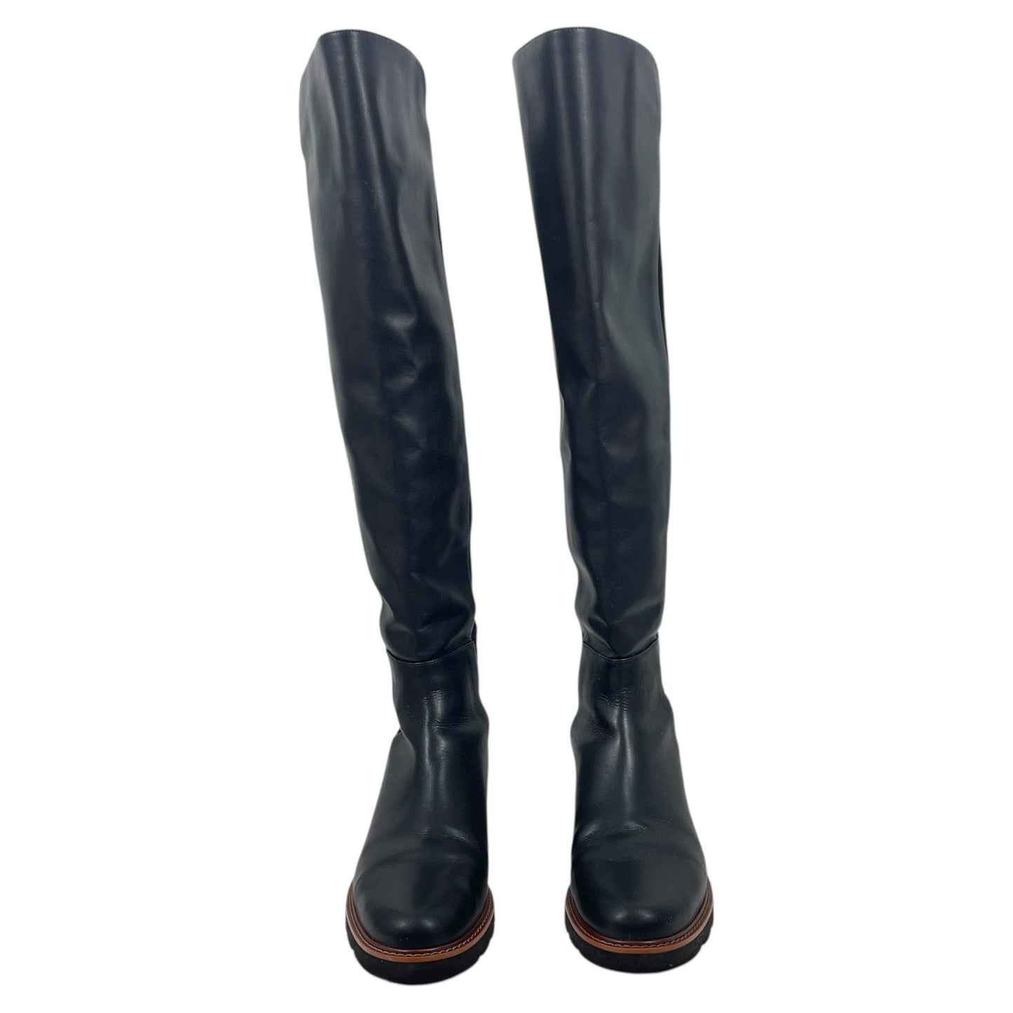 Stuart Weitzman Over the Knee Adrina City Boots Black Leather Size 10.5