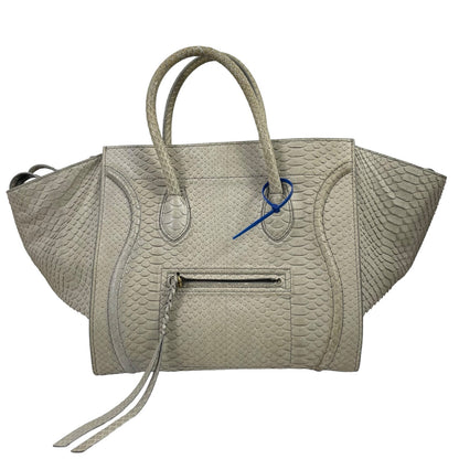 Celine Python Phantom Medium Luggage Tote Bag Gray Beige