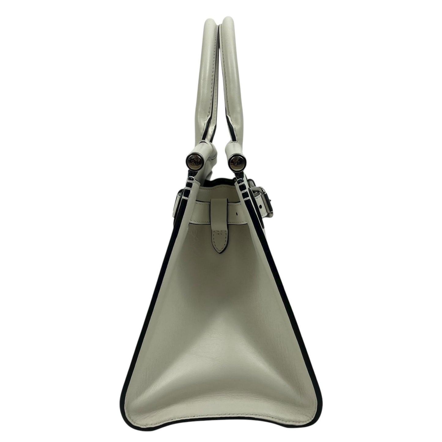 Ralph Lauren Collection RL50 Leather Medium Satchel Top Handle Bag White