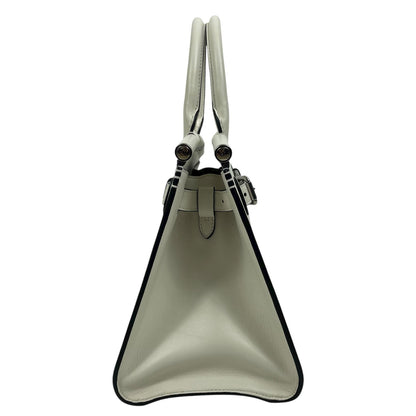Ralph Lauren Collection RL50 Leather Medium Satchel Top Handle Bag White