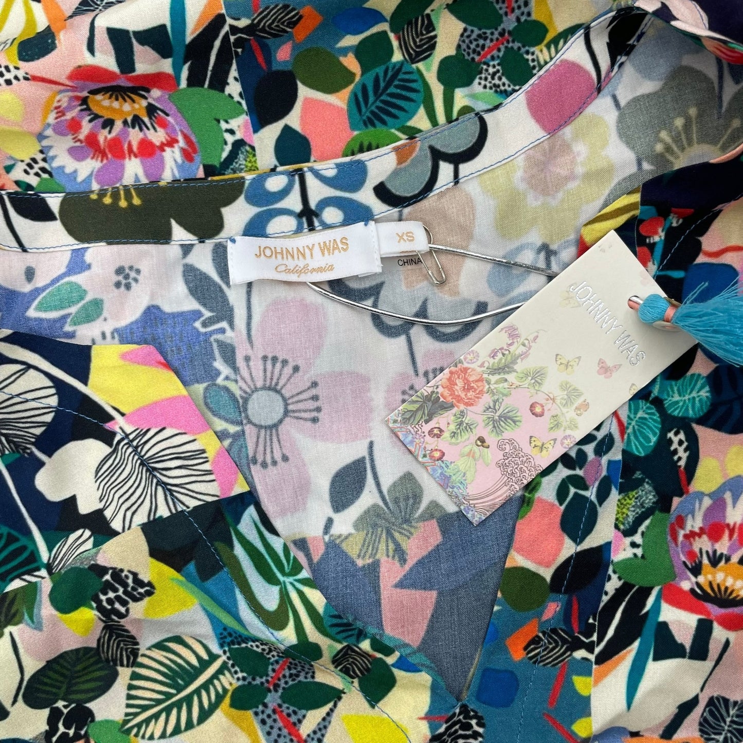 Johnny Was Puff Sleeve Maxi Dress Swim Cover Up Layla Print Size XS