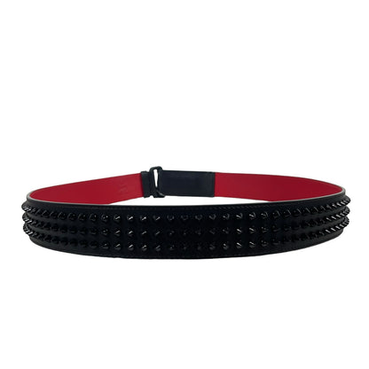 Christian Louboutin Loubi Spike Logo Leather Belt Black Men Size 105/42