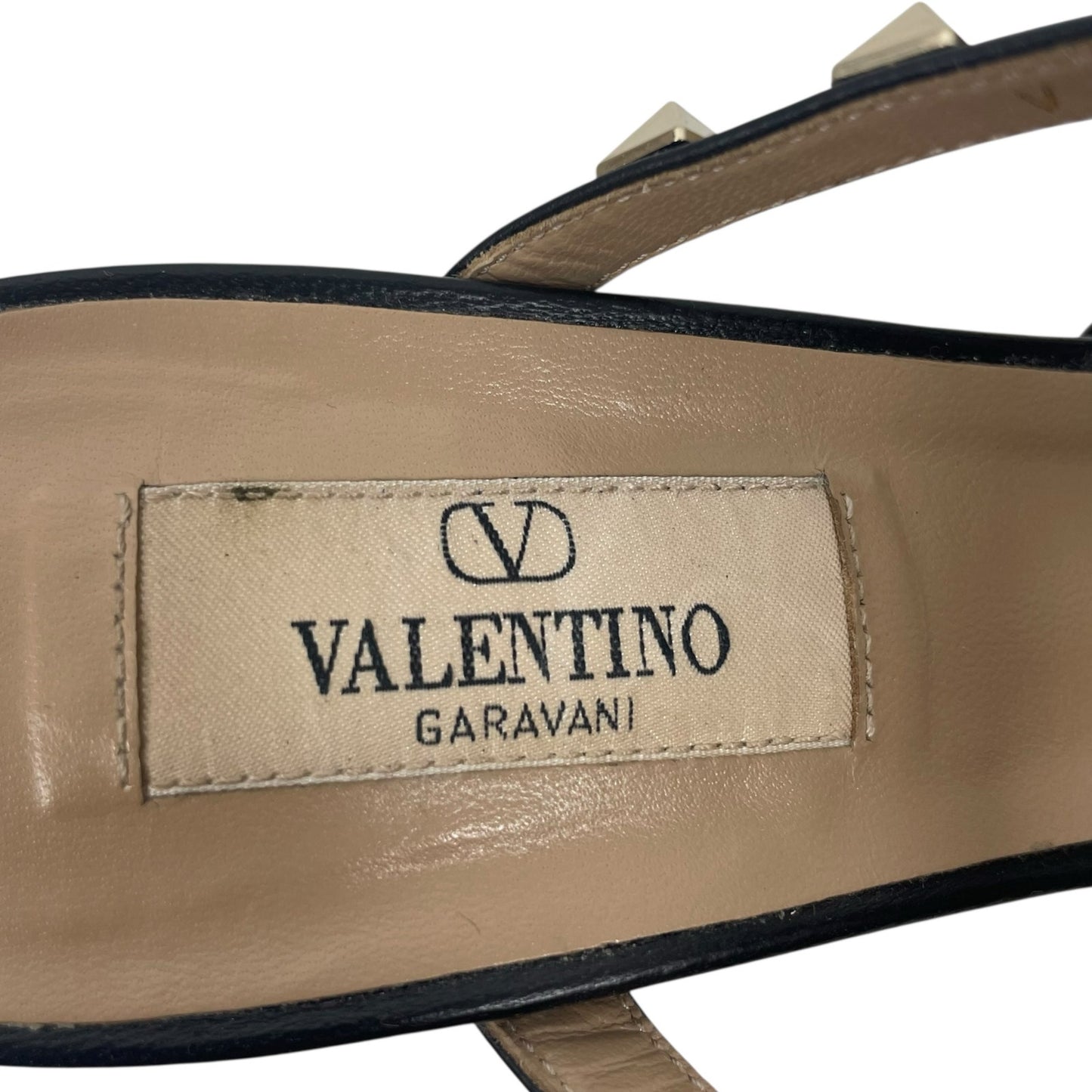 Valentino Garavani 60mm Rockstud Leather Slide Heel Sandal Black Size 37.5