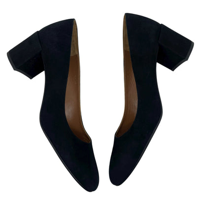 Margaux The Heel Pump in Black Suede Round Toe Block Heel Size 40M/ 9.5