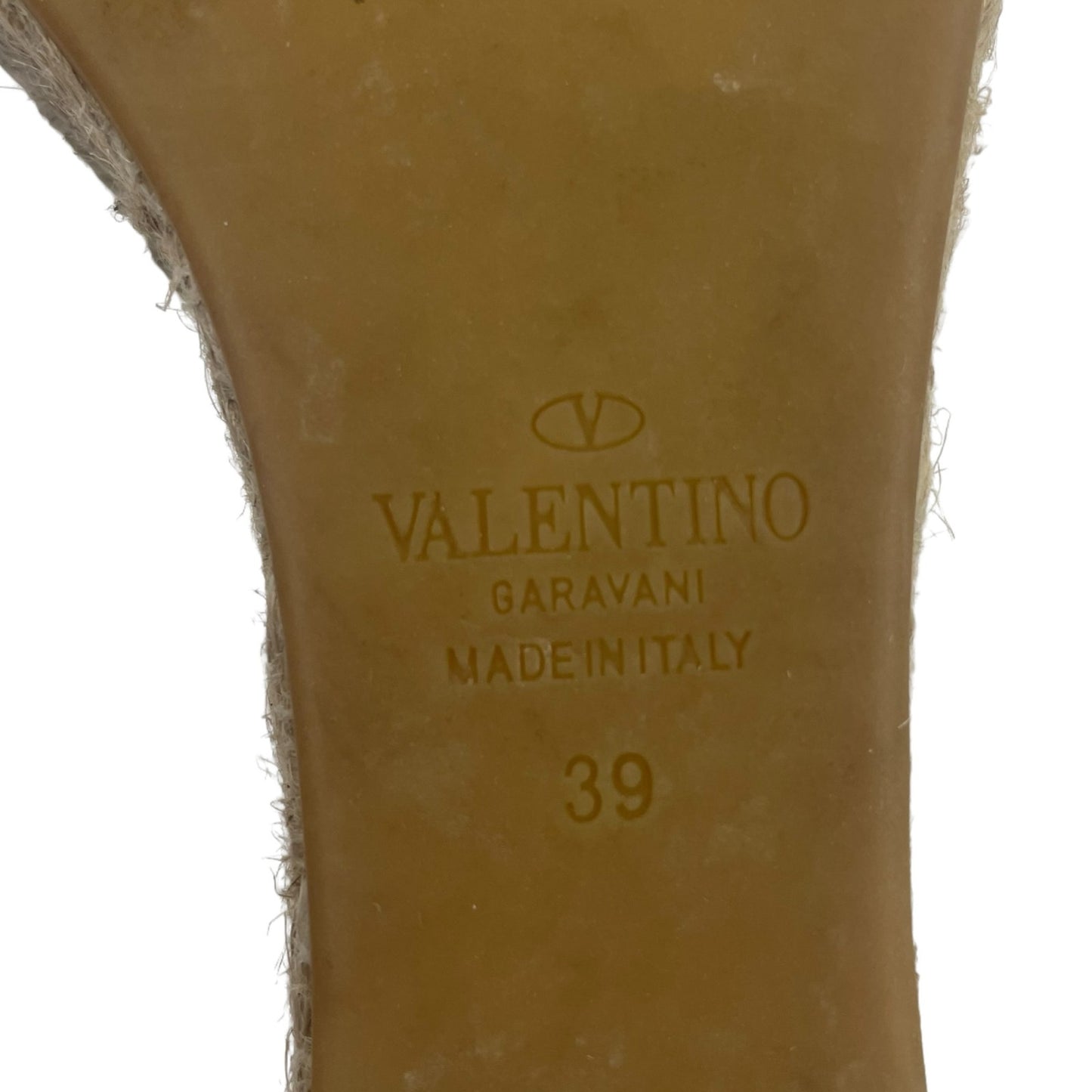 Valentino Garavani Rockstud Double Leather Wedge Espadrille Pink Size 39