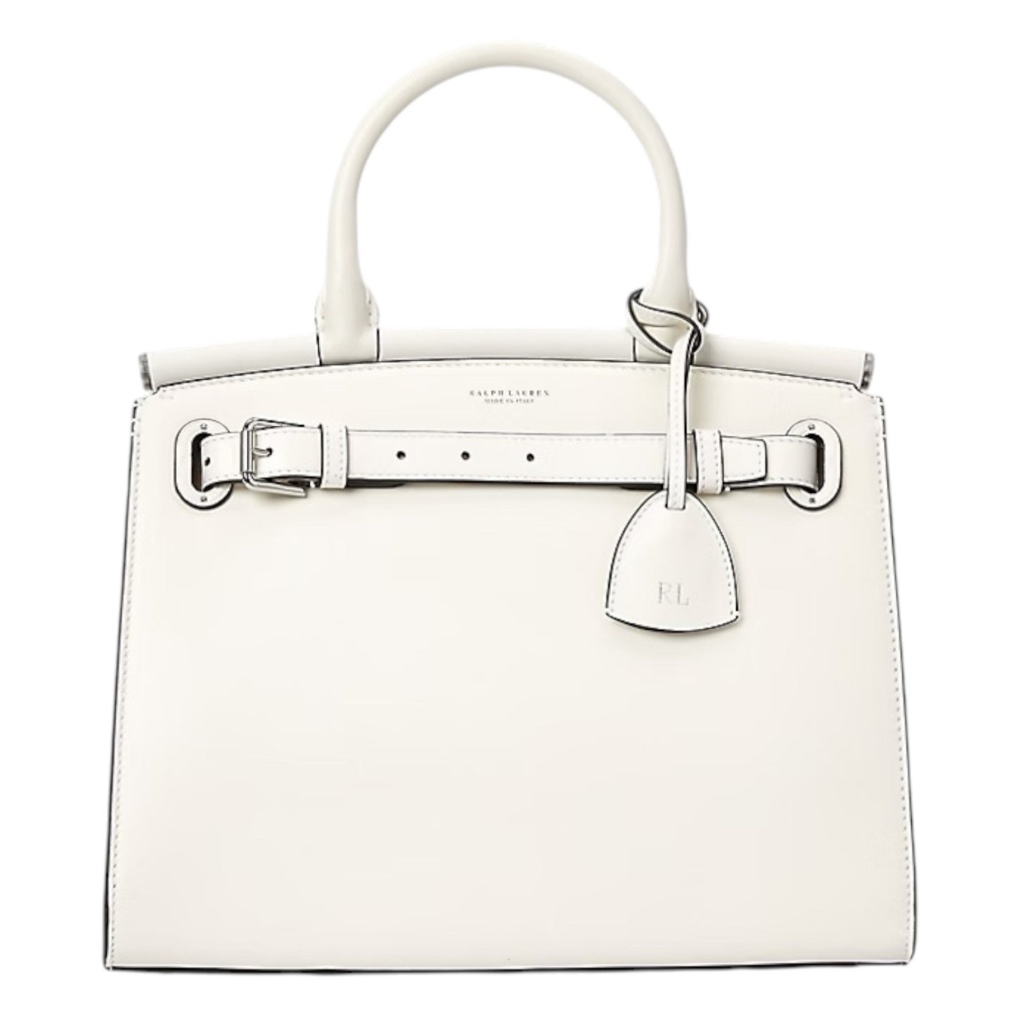 Ralph Lauren Collection RL50 Leather Medium Satchel Top Handle Bag White