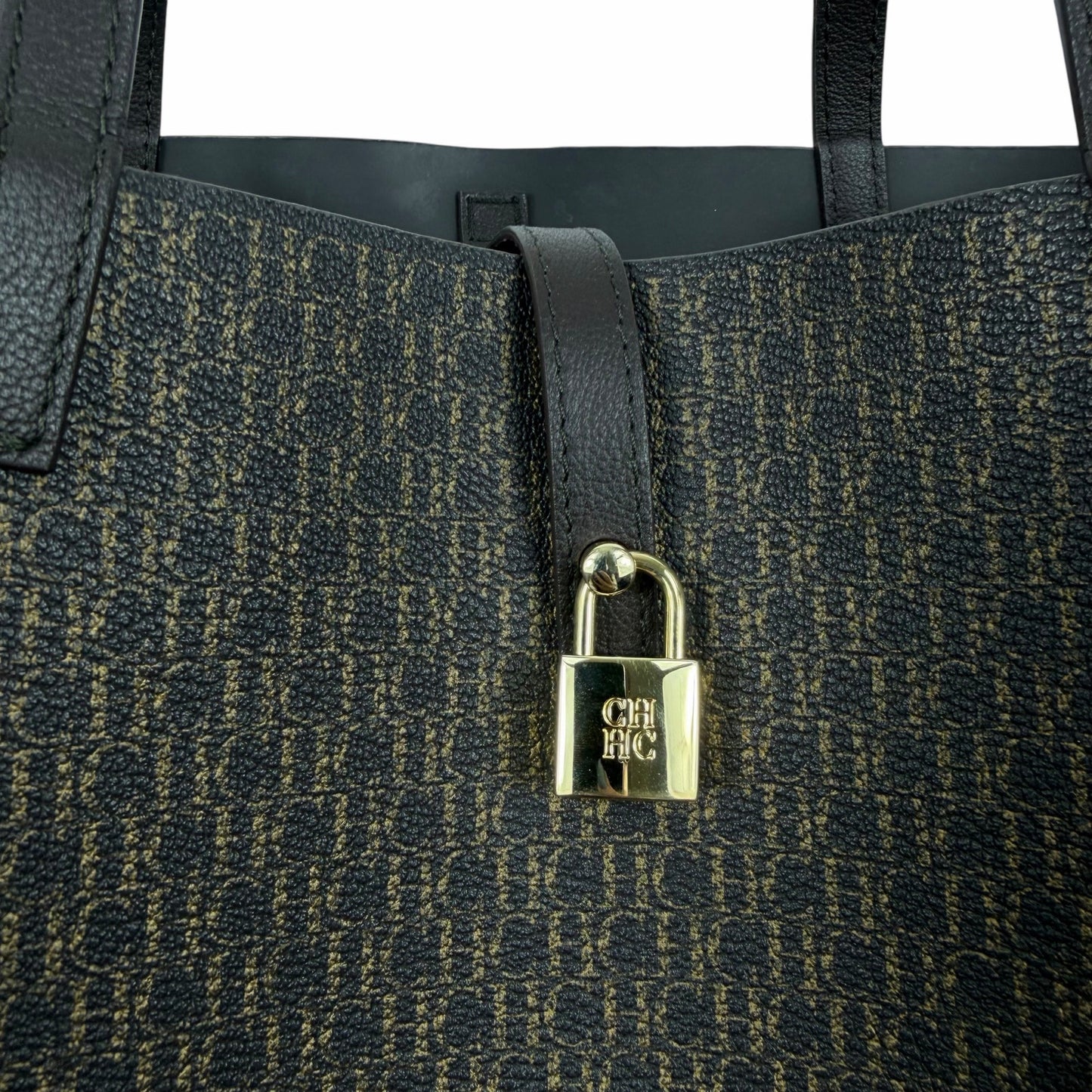 Carolina Herrera Matryoshka Locked CH Logo Medium Handbag Brown