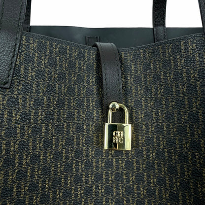 Carolina Herrera Matryoshka Locked CH Logo Medium Handbag Brown
