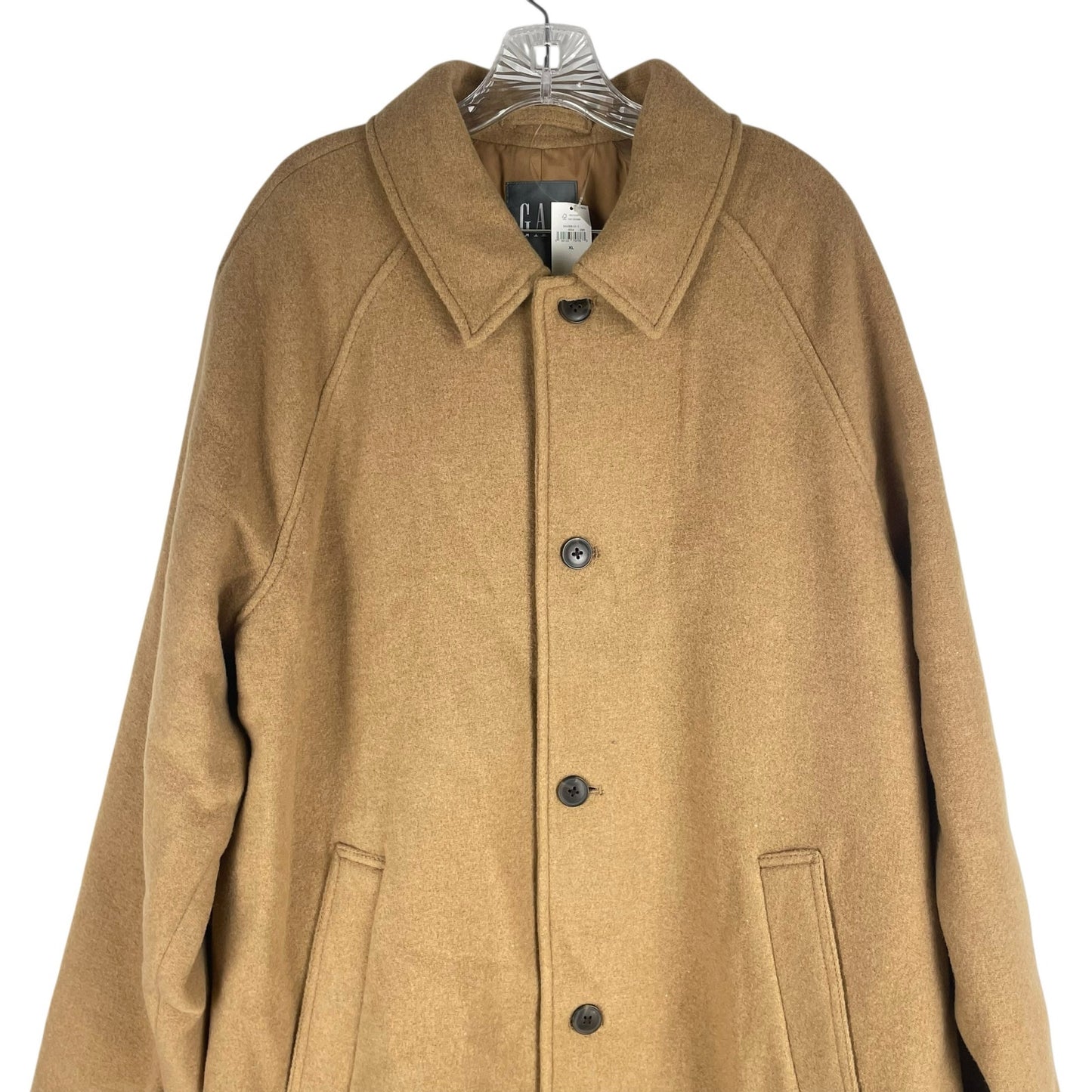 Gap Oversized Wool Blend Single Breasted Long Top Coat Camel Tan Size XL