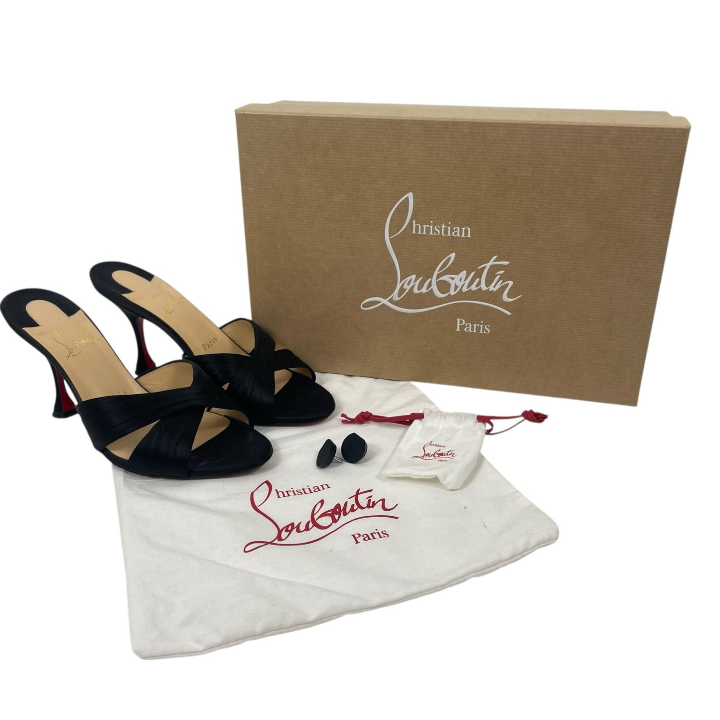 Christian Louboutin Nicol is Back 85 Crepe Satin Mule Sandal Size 37.5