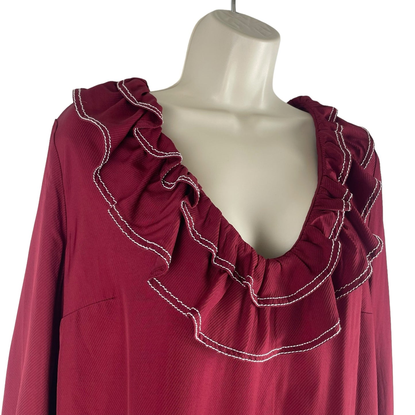 Tularosa Heather Blouse Ruffle Collar Tassel Tie Back Red Size L