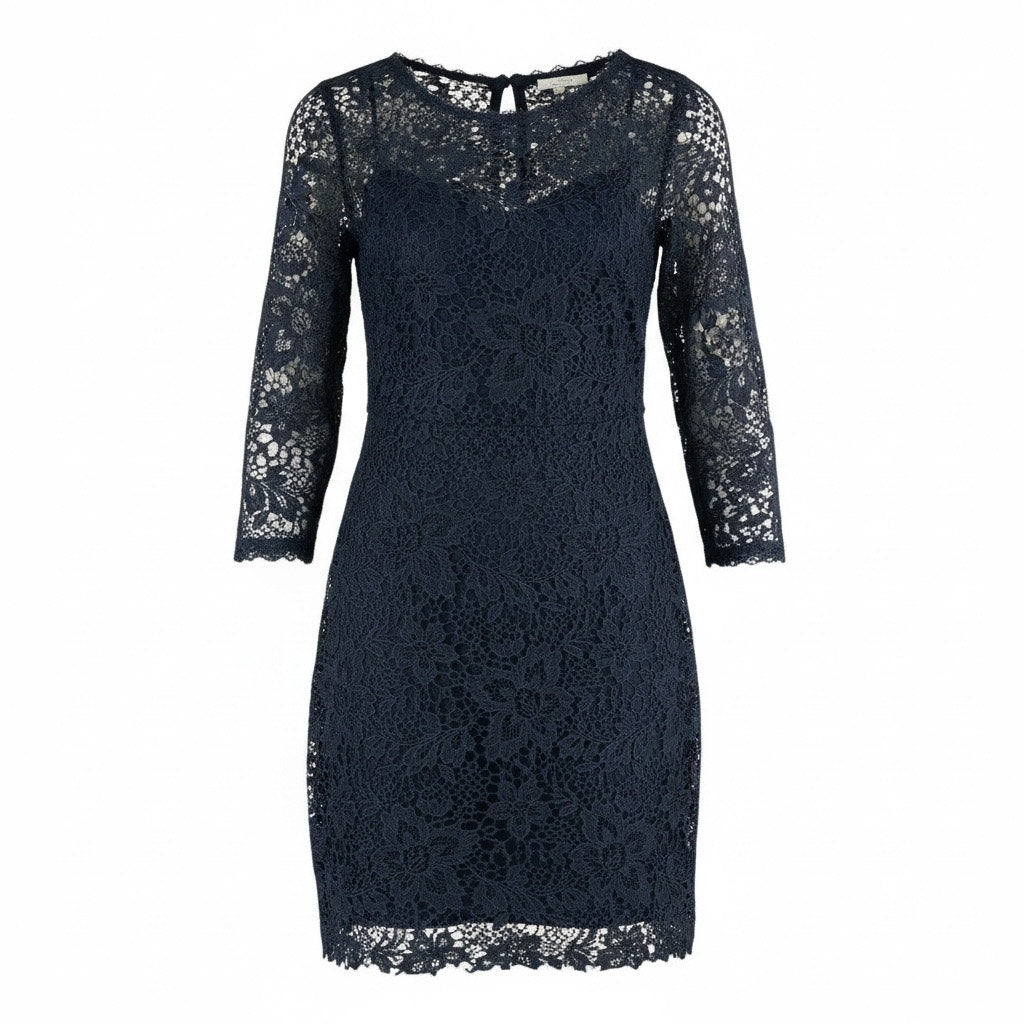 Joie Hemera Lace Yoke Long Sleeve Mini Dress Elegant Black Size 8