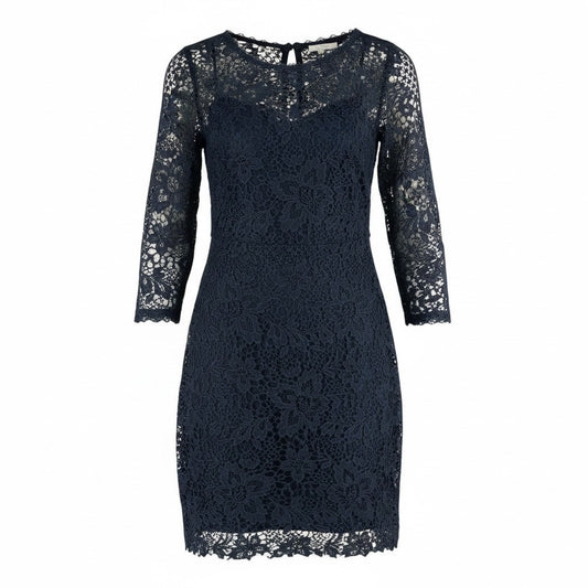 Joie Hemera Lace Yoke Long Sleeve Mini Dress Elegant Black Size 8