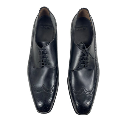 Ermenegildo Zegna Black Leather Wingtip Lace Up Derby Oxford Shoes Size 15.5