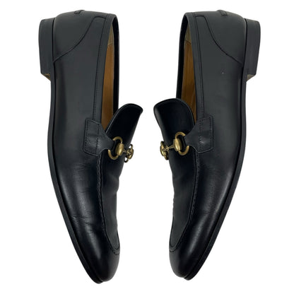Gucci Jordaan Loafers Black Leather Gold Horsebit Men Size 8.5/ 9