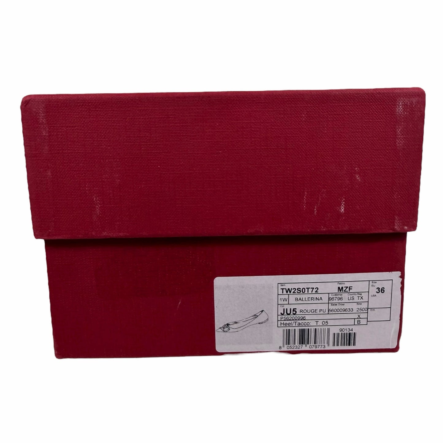 Valentino Garavani Vlogo Pointed Toe Nappa Leather Flats Red Size 36