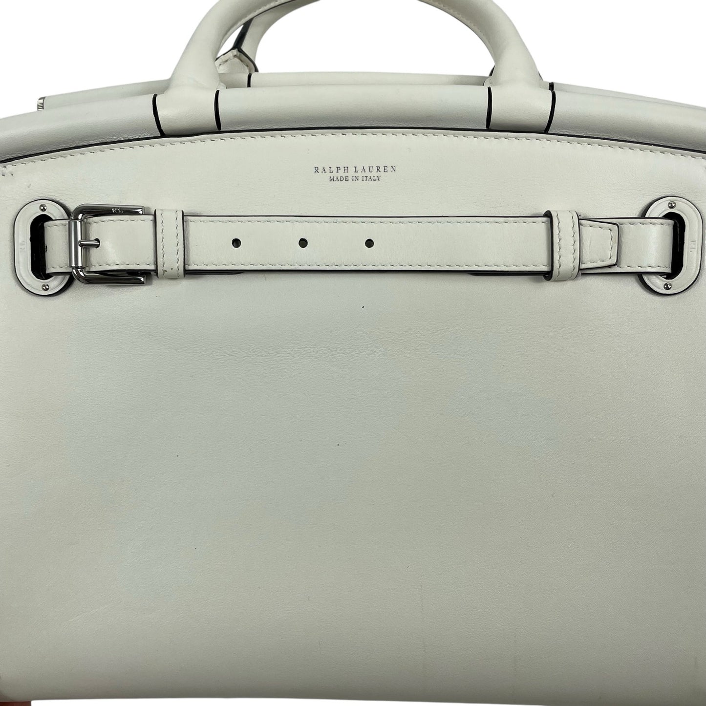 Ralph Lauren Collection RL50 Leather Medium Satchel Top Handle Bag White