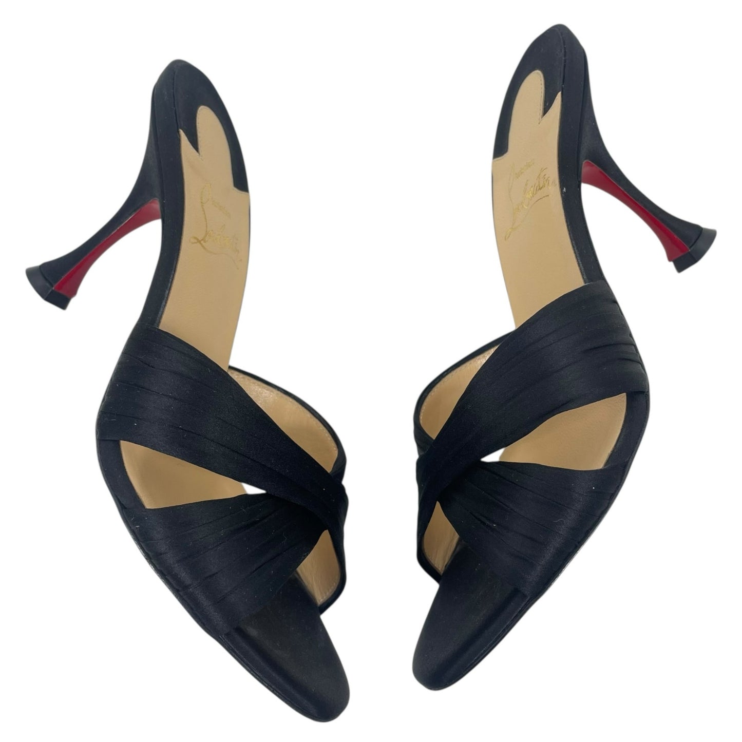Christian Louboutin Nicol is Back 85 Crepe Satin Mule Sandal Size 37.5